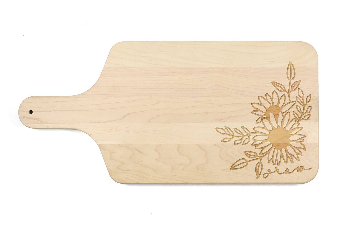 Grow Floral 17" x 8" Maple Paddle Cutting Board